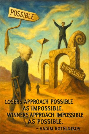 Winners approach impossible as possible. Vadim Kotelnikov quote