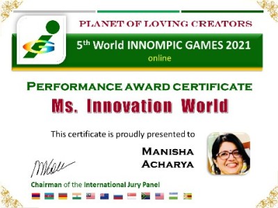 Dr. Manisha Acharya,  India, Miss Innovation World award winner
