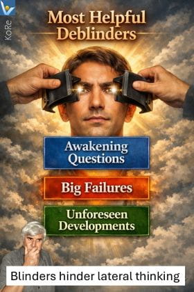 Most helpful deblinders. Mental bliders hinder lateral thinking.