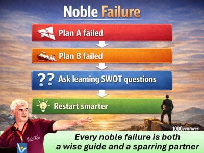 Noble Failure as a wise teacher and a chance to restart smarter