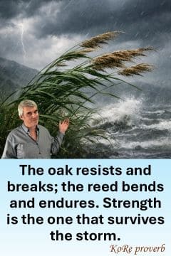 KoRe proverb on true strength as an ability to survive the storm